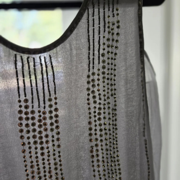 Vintage 2000s Forever 21 Silver Sequin And Beaded Tank Top ~Y2K~ Medium - Picture 2 of 8